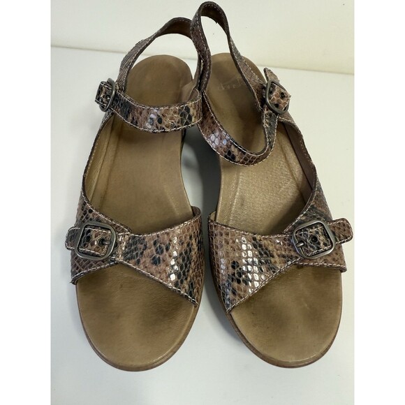 Dansko Joanie Brown Snake Leather Ankle Strap Comfort Sandal 4O - Picture 14 of 15